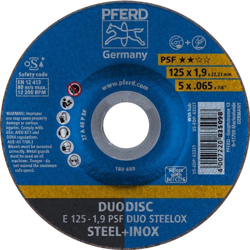 Kap- och sliprondell PFERD E PSF DUO STEELOX