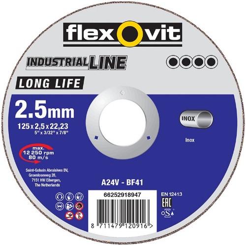 Kapskiva FLEXOVIT Industrial Line Long Life Inox Typ 41